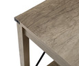 Frederick Taupe 15.8" Square End Table with Storage Shelf and Metal Cross Frame - Closeup Top Corner