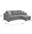 Paradiso Pull Out Sleeper Sectional with a Reversable Storage Chaise - Dimensions - Fossil Gray