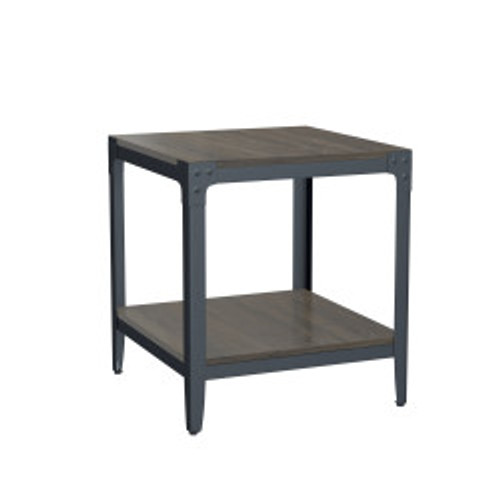 Liam Industrial  Warm Gray End Table with Storage - Silo Angle