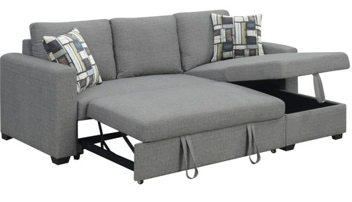 Paradiso Pull Out Sleeper Sectional with a Reversable Storage Chaise - Open Silo - Fossil Gray