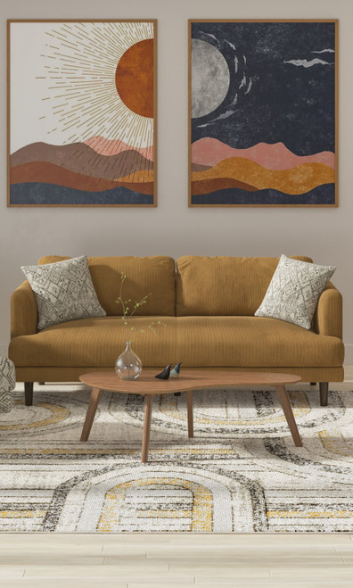 Keaton Dark Yellow Loveseat - Lifestyle