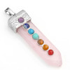 Quartz Rose 7 Chakra Flat Pendant on chain