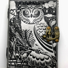 Journal Leather 5x7 Silver Black Owl