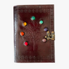 Journal Leather 7x10 Chakra Tree of Life w/ True Gemstones