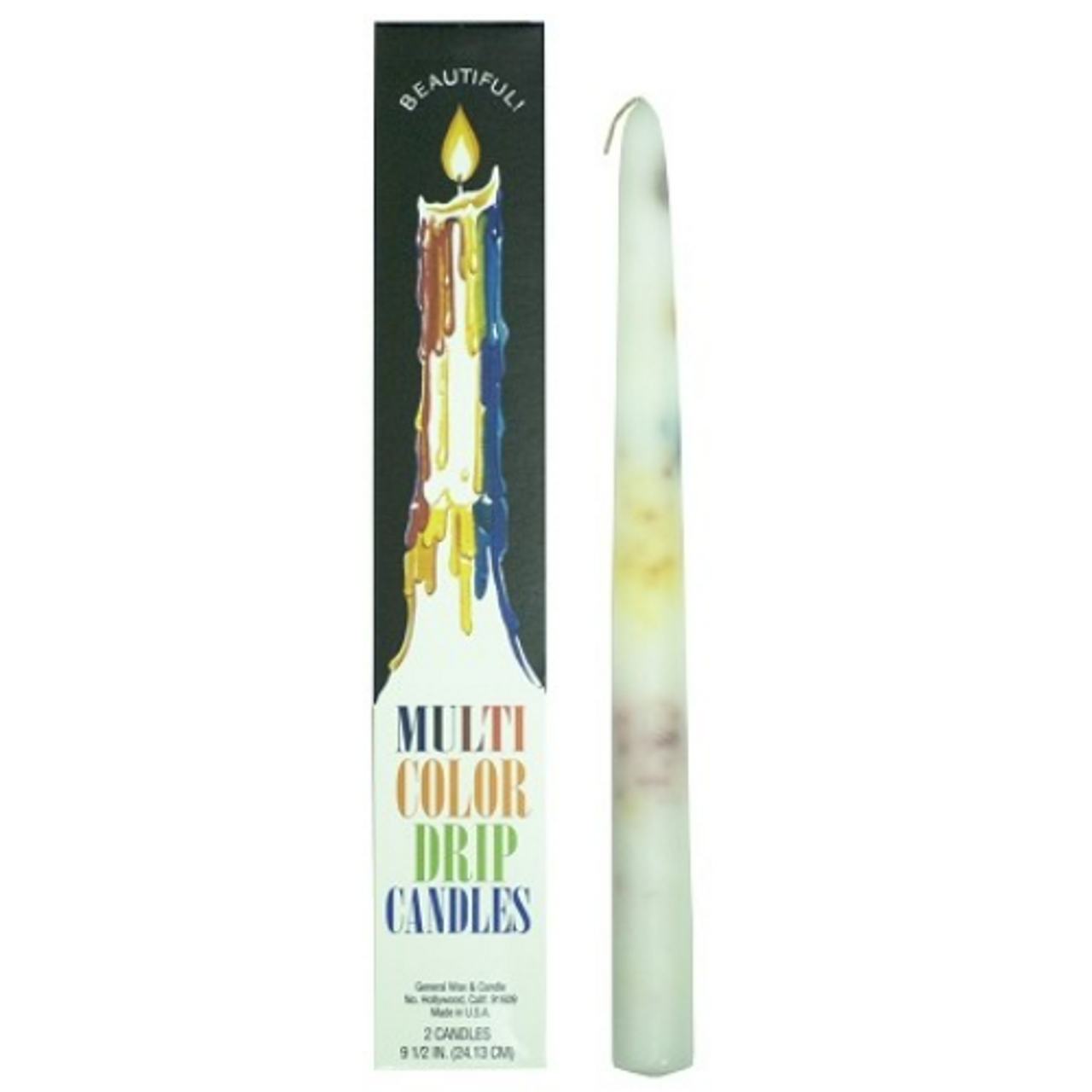 Candle Taper Drip  Candle Multi Color 2/Box