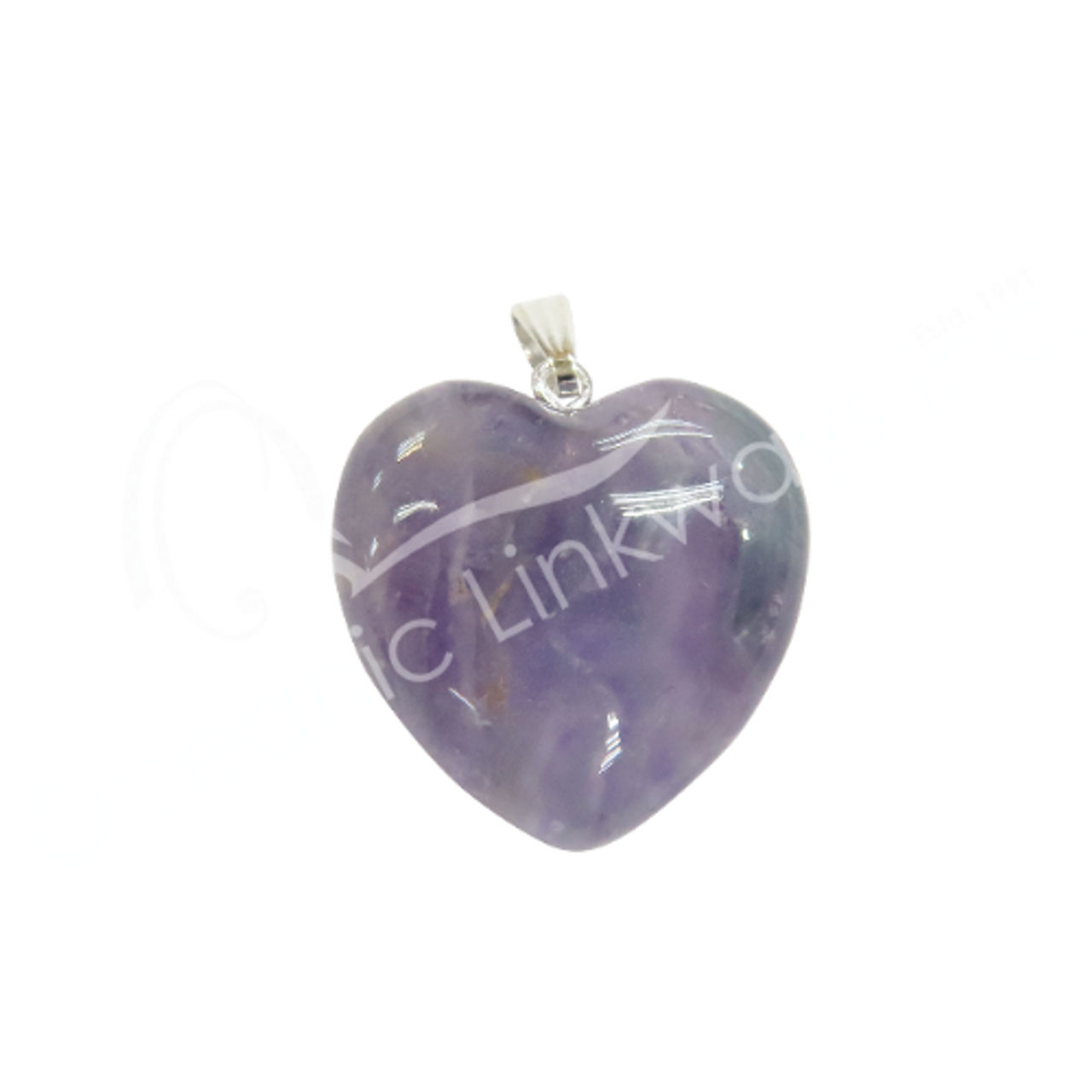 Gemstone Heart Pendant w/ Bail and Chain 25mm