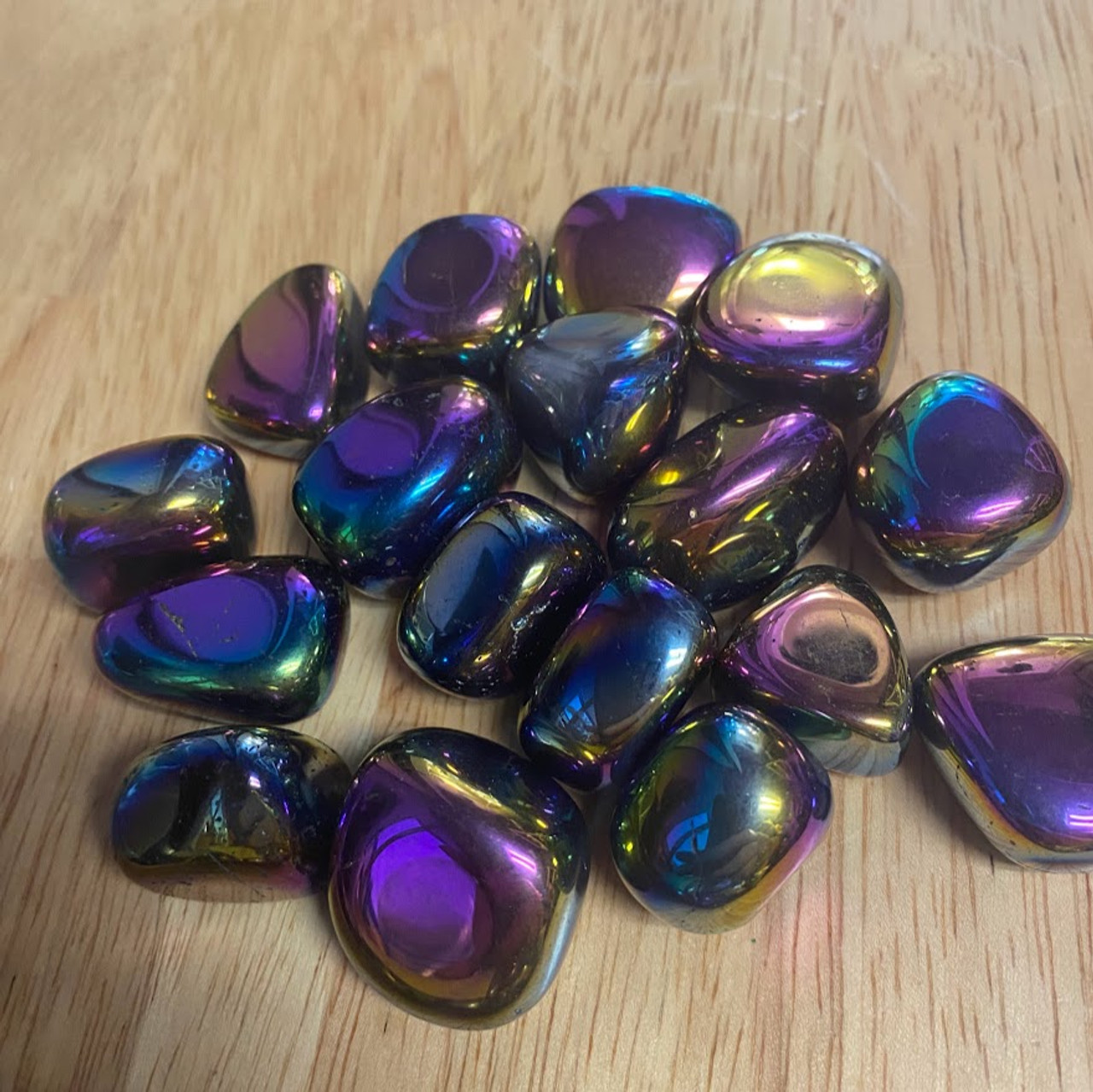 Amethyst Titanium Aura Plated Tumbled Stone 1"