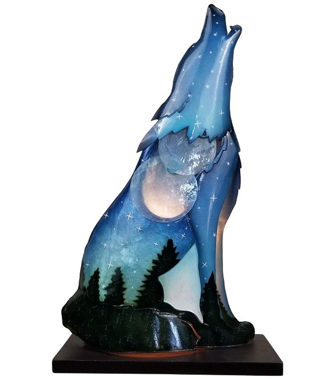 Celestial Wolf Capiz Shell Table Lamp