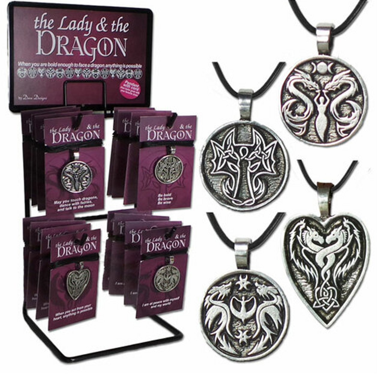 Lady & The Dragon Pewter Pendant