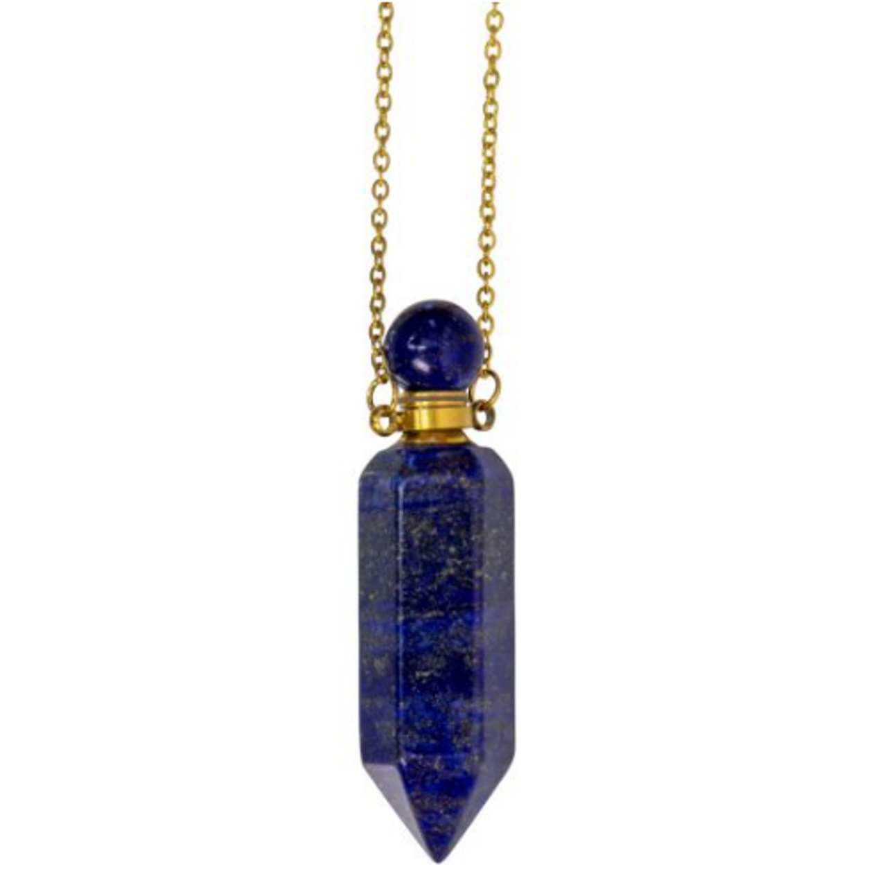 Gemstone Point Pendant Perfume Bottle Necklace - Select Stone