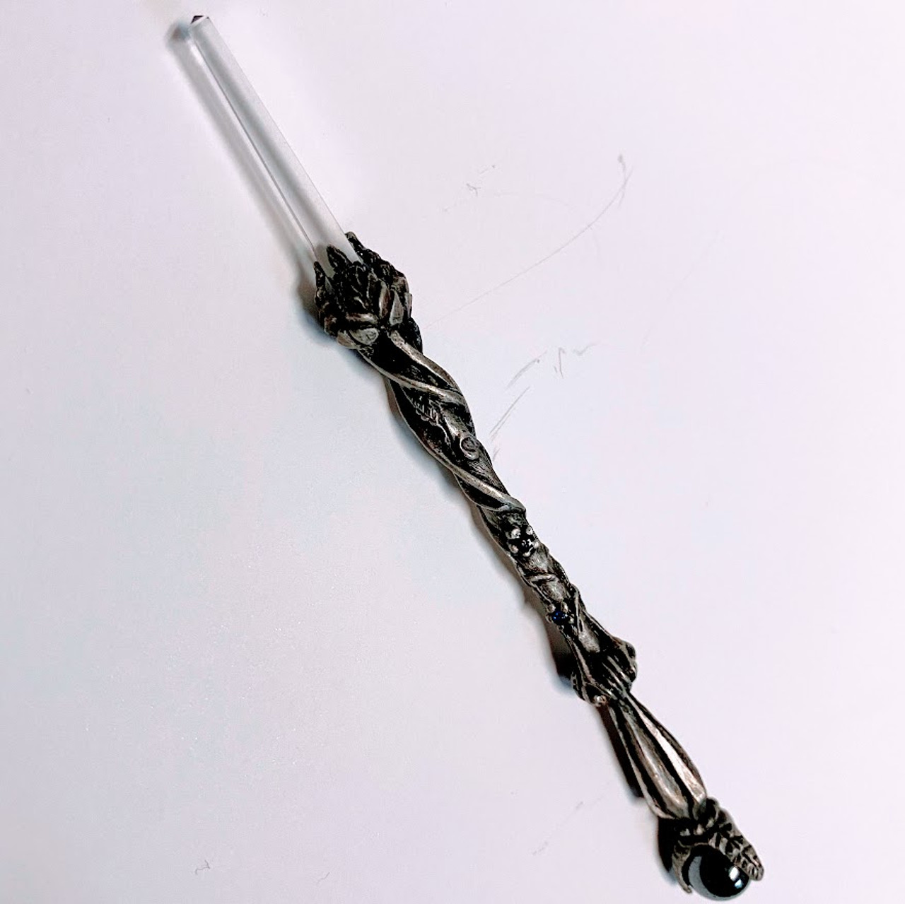 Wand Pewter & Crystal w/dragon claw on Top 5"