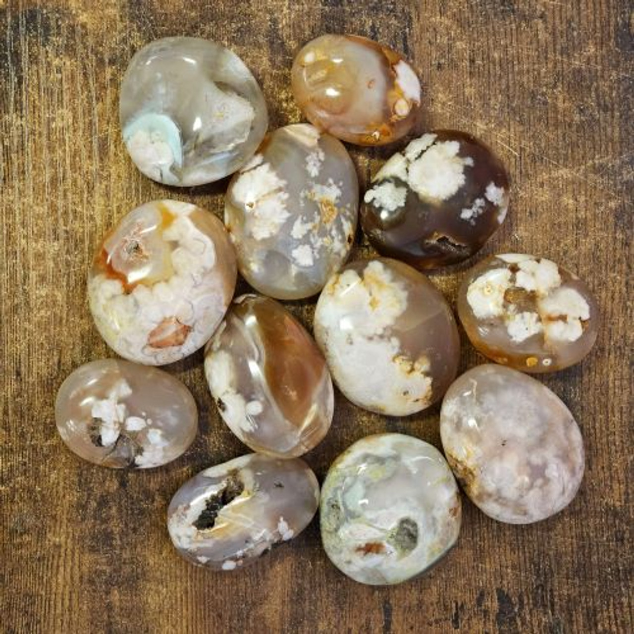 Agate Flower Palm Stone 1.5"-2.5" select