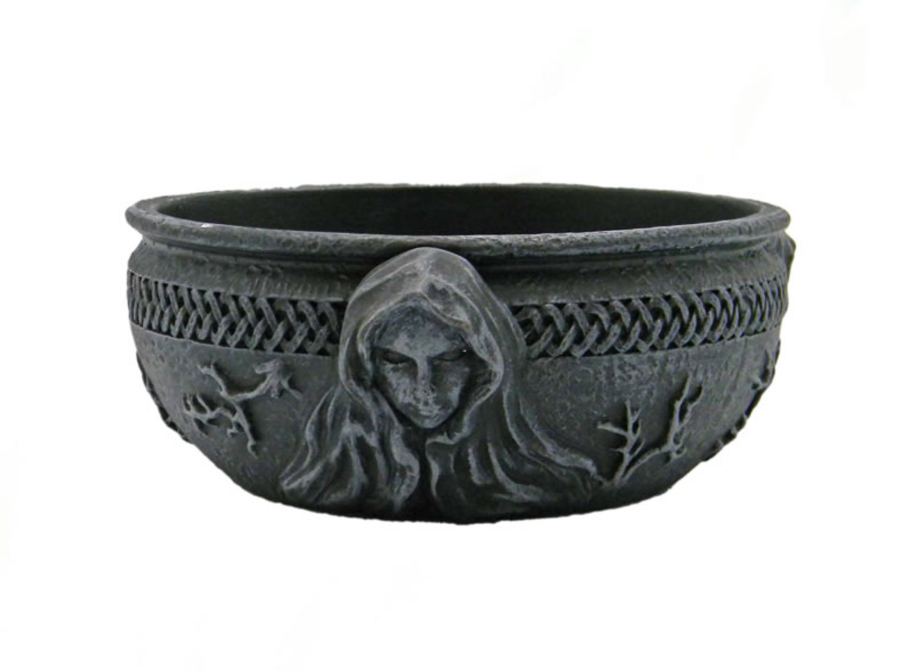 Scrying Bowl Resin Grey Maiden, Maid Crone 5.5"