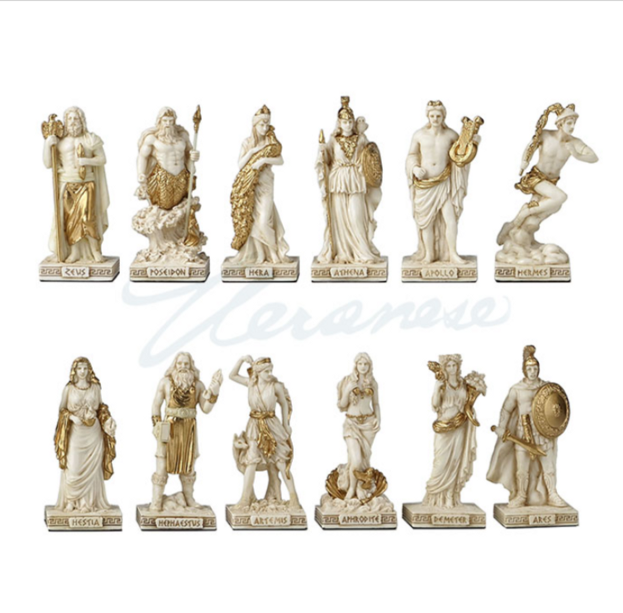 Olympians Pantheon Greek Gods and Goddesses Small Statues Ivory