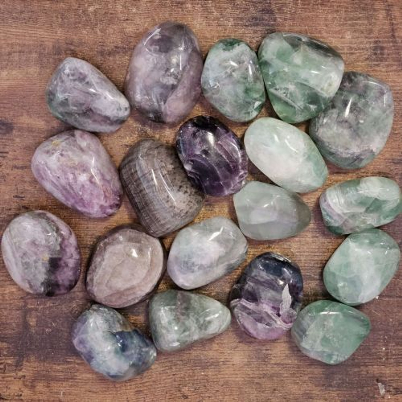 Fluorite Rainbow Palm Stone varying weights