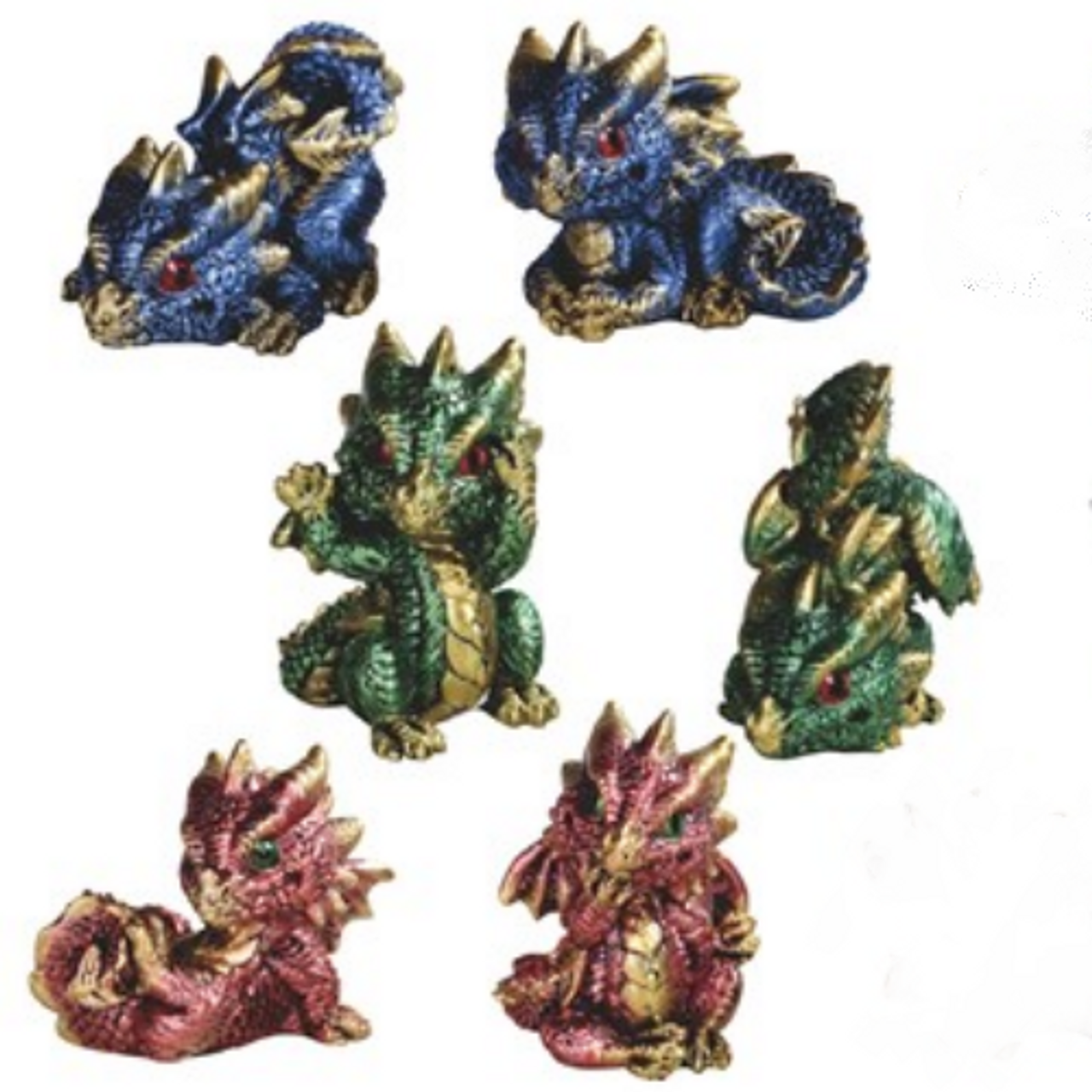 Dragon Minis Cute Blue Red Green Purple 2 1/2"