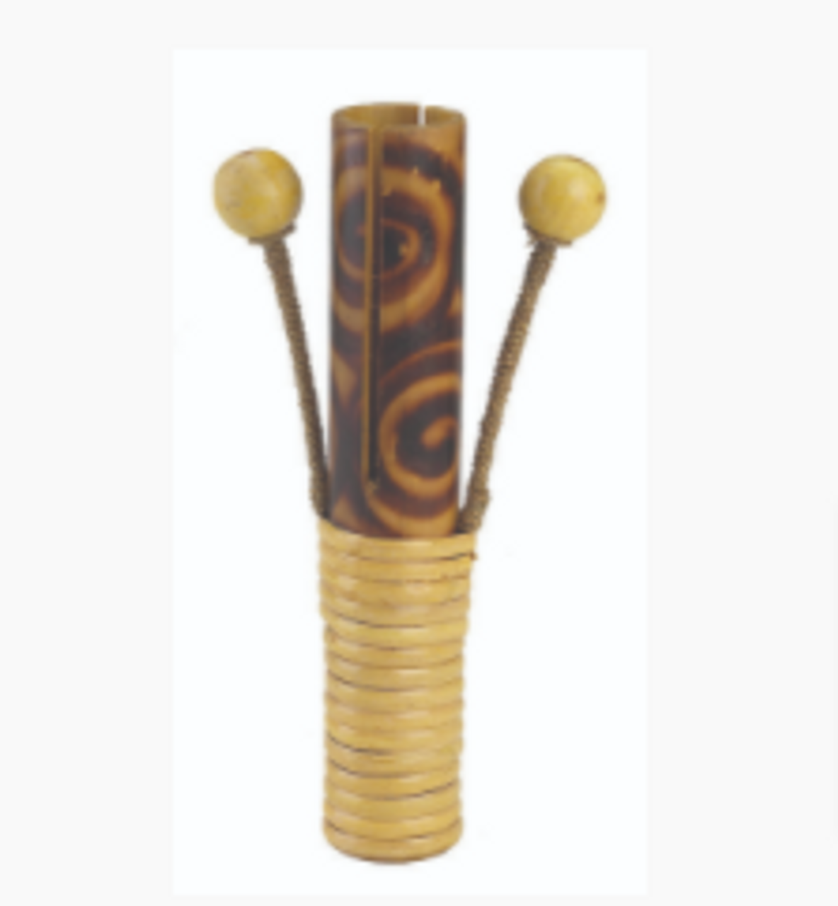 Rattle Instrument Double Knobbed Wooden