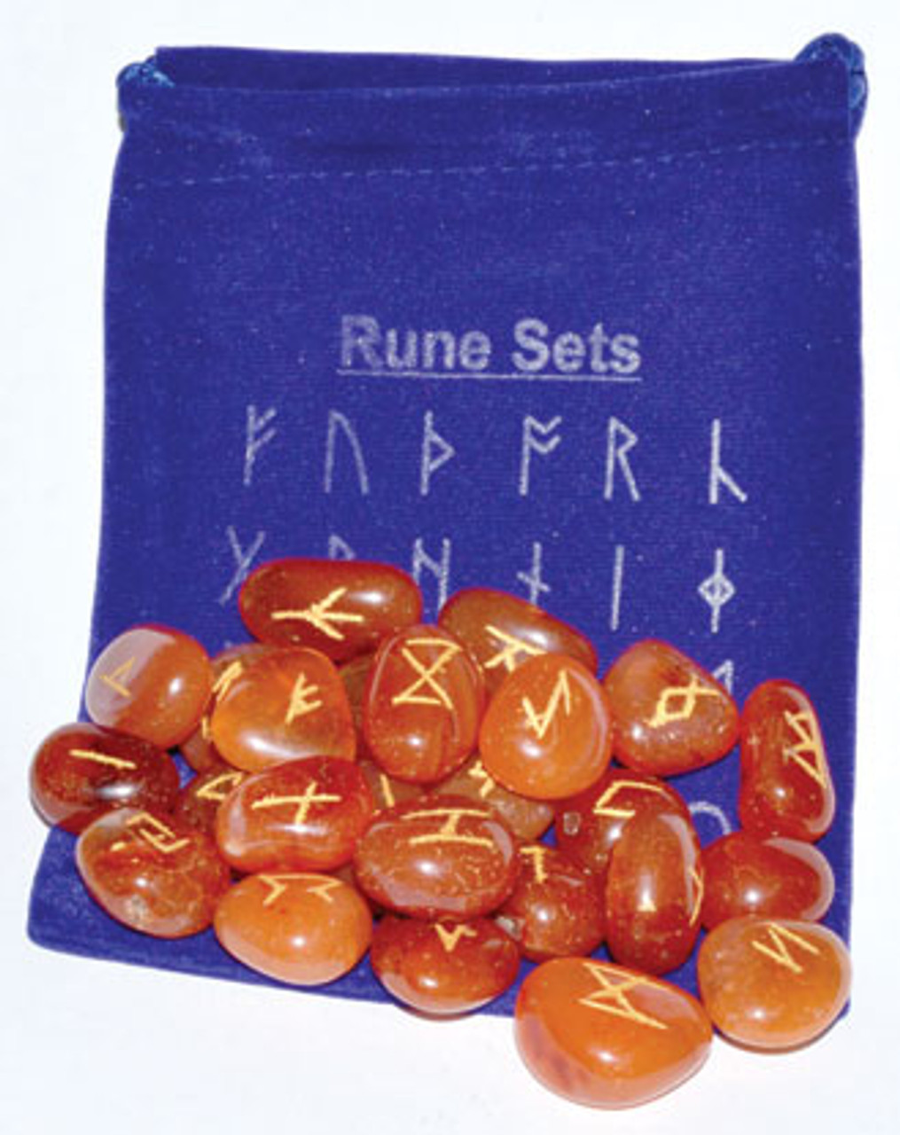 Rune Set Carnelian Blue Bag