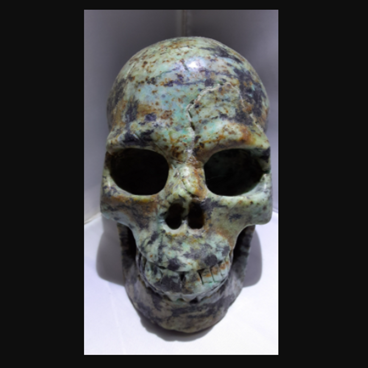 Gemstone Skull Turquoise African 5" W x 4" H - 1386 g