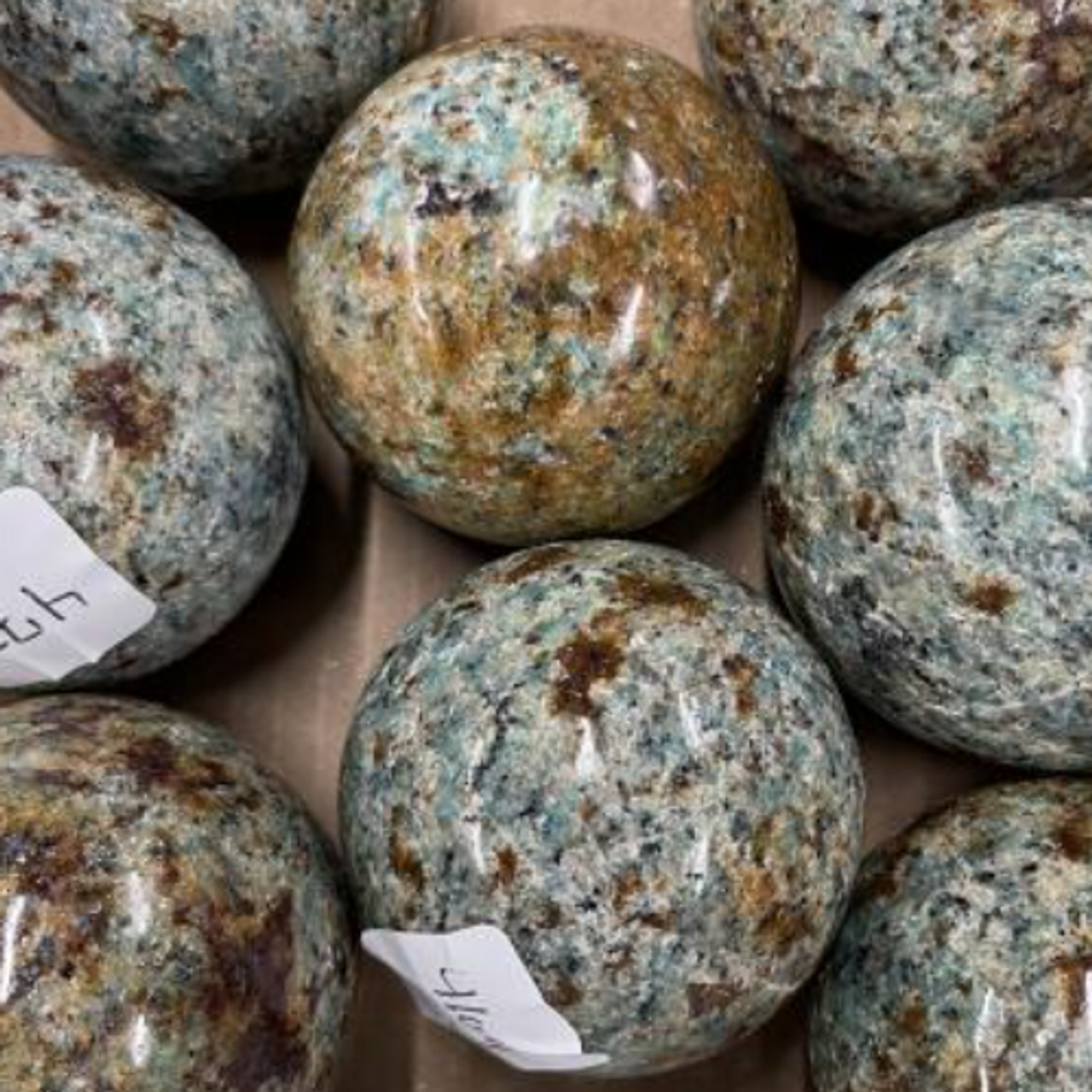 Amazonite Pegmatite w/ Quartz Smoky Gemstone Sphere - Select