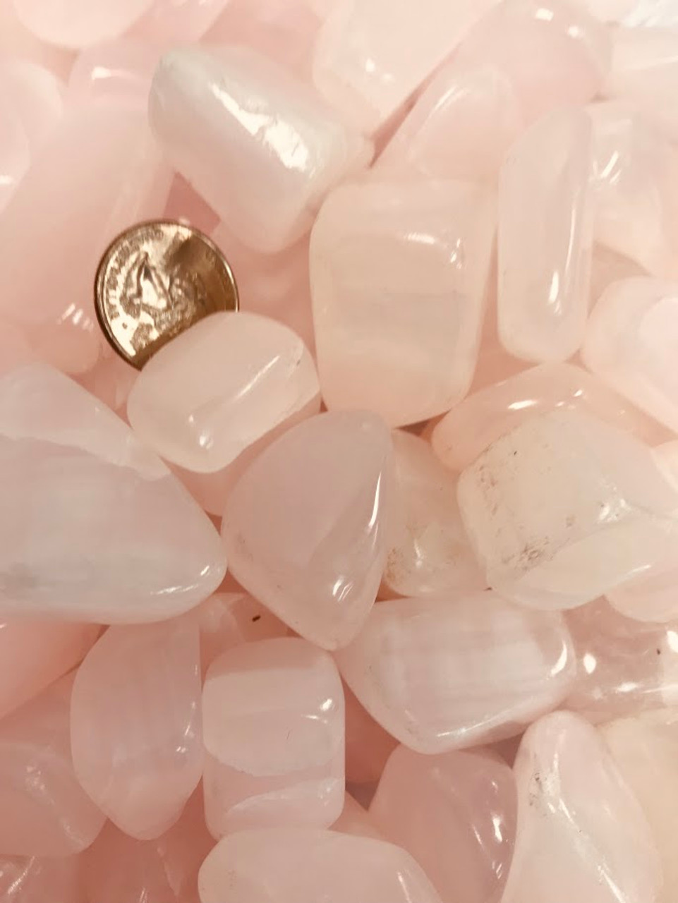 Calcite Pink Mangano Tumbled Stone .75"-1"