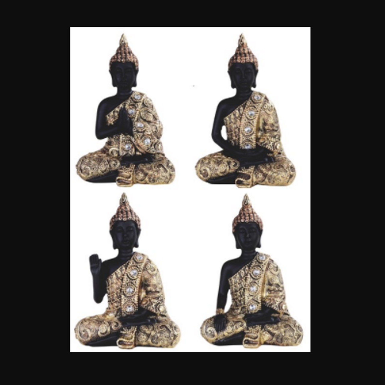 Buddha Praying Black Gold Minis 4 3/4"