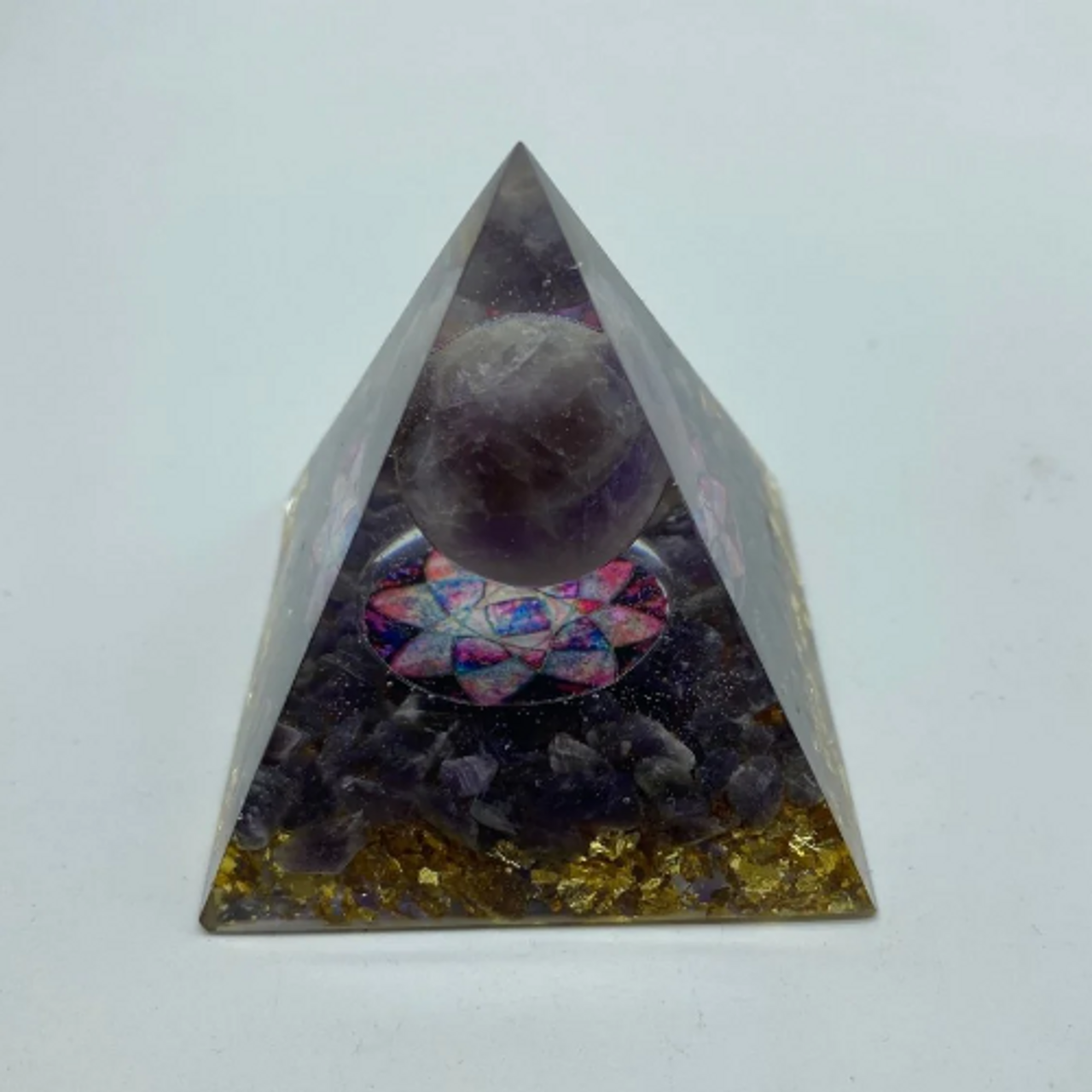 Orgonite Pyramid - Amethyst Chevron Stones