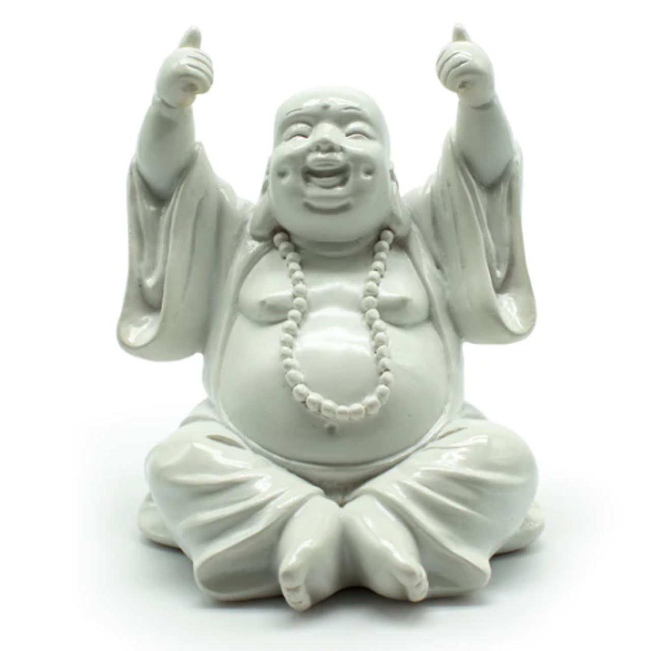 Buddha w/ Thumbs Up - White Resin