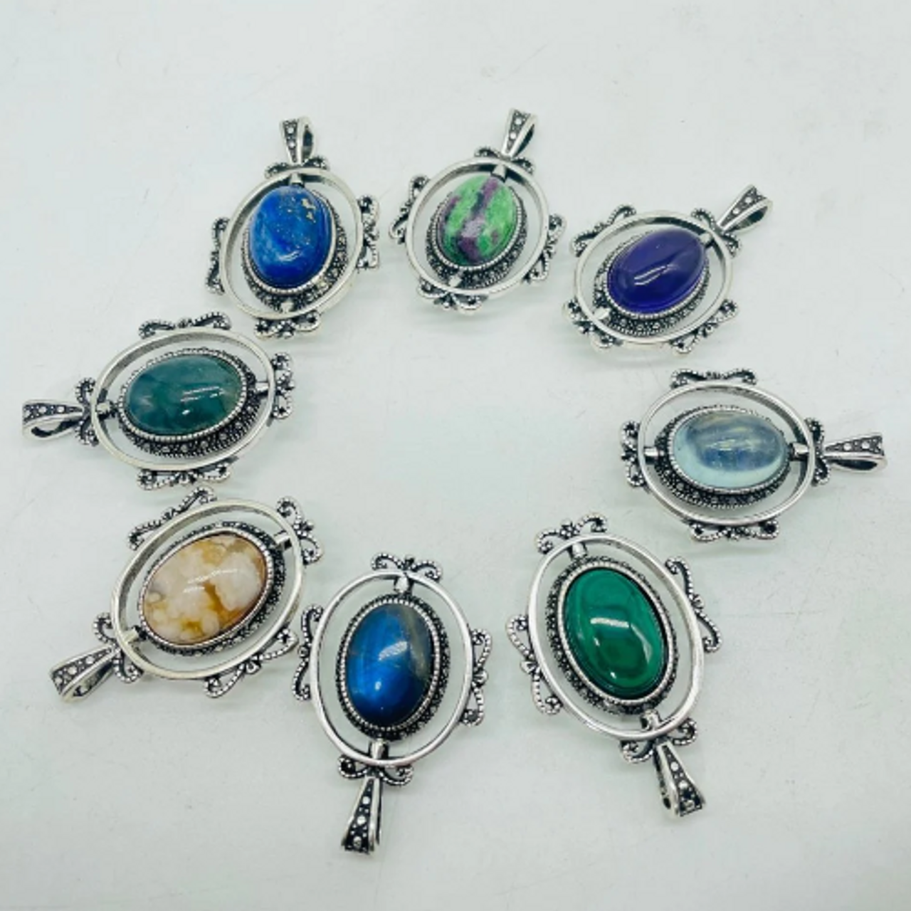 Pendant Rotatable Stainless Steel w/ Gemstone - Select