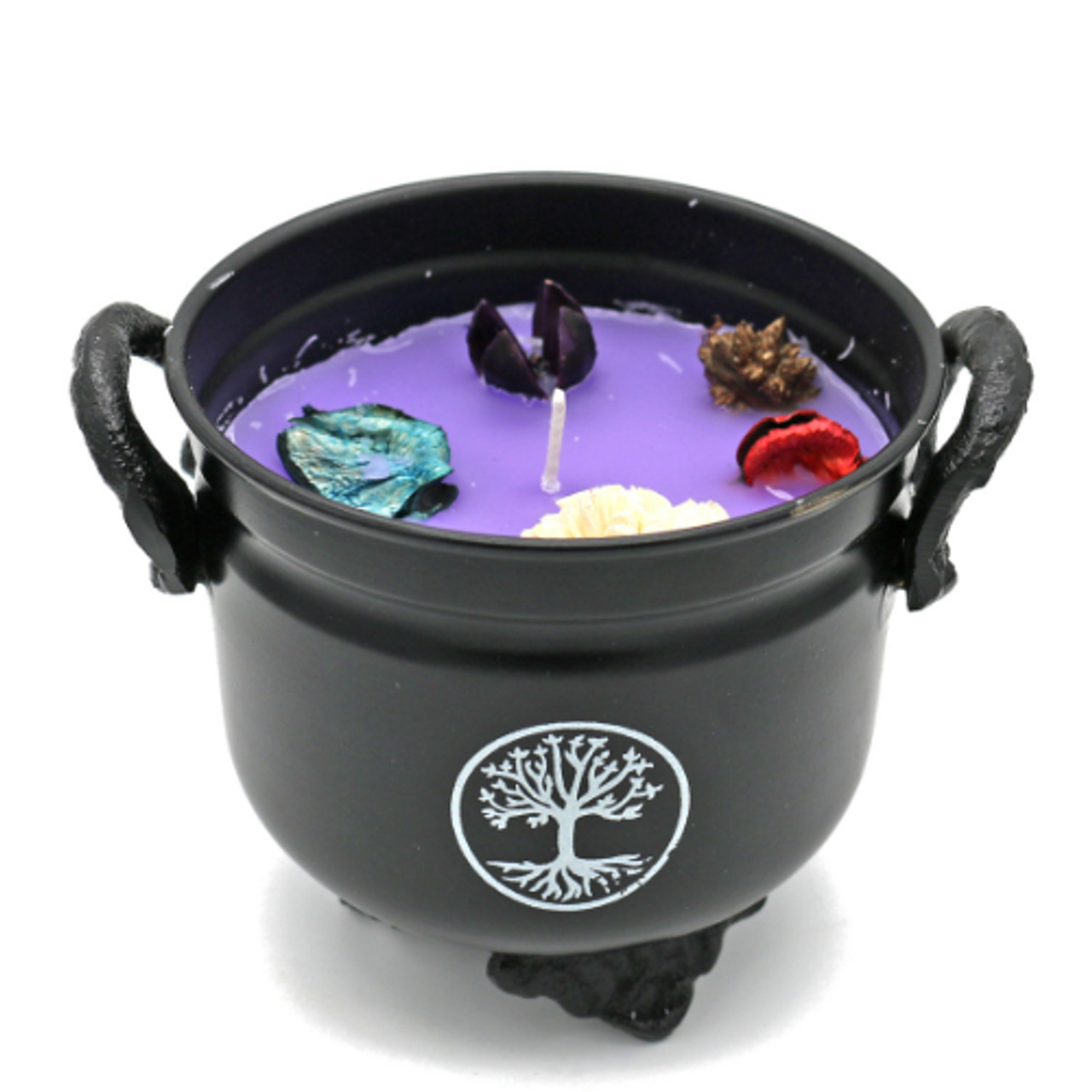 Cauldron Candle Holder w/ Design + Smudge Candle - Select