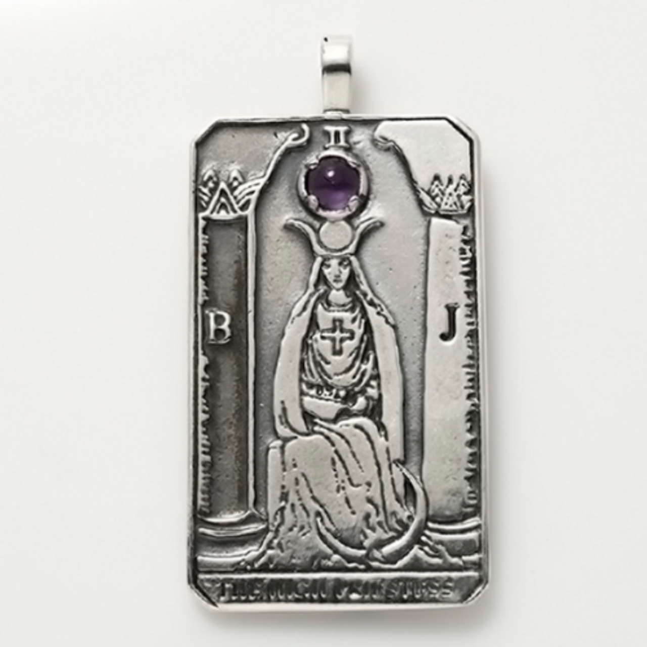 Tarot High Priestess SS Pendant Large w/ Gemstone Inset