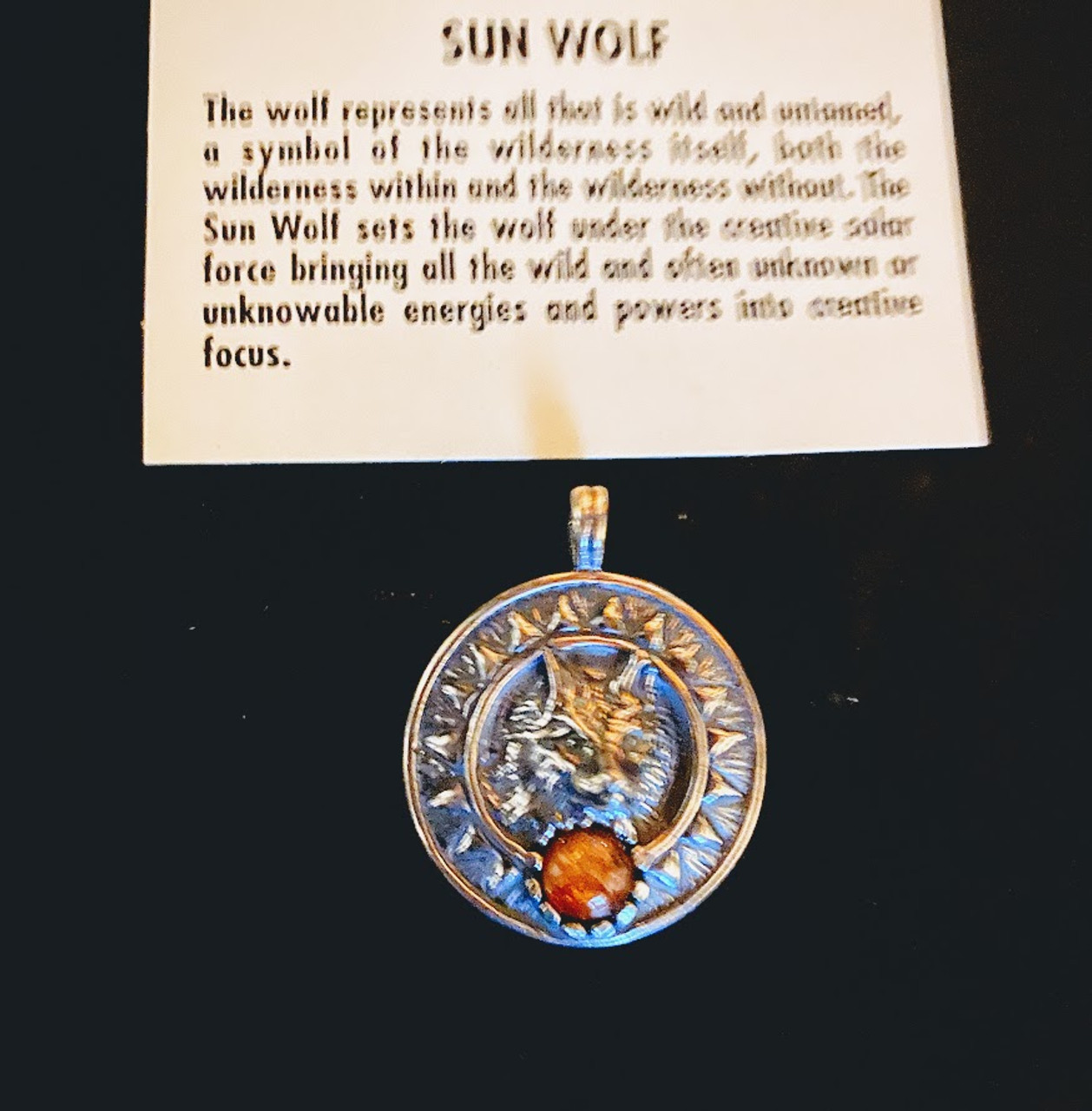 Sun Wolf Pendant SS Sunstone by Wellstone