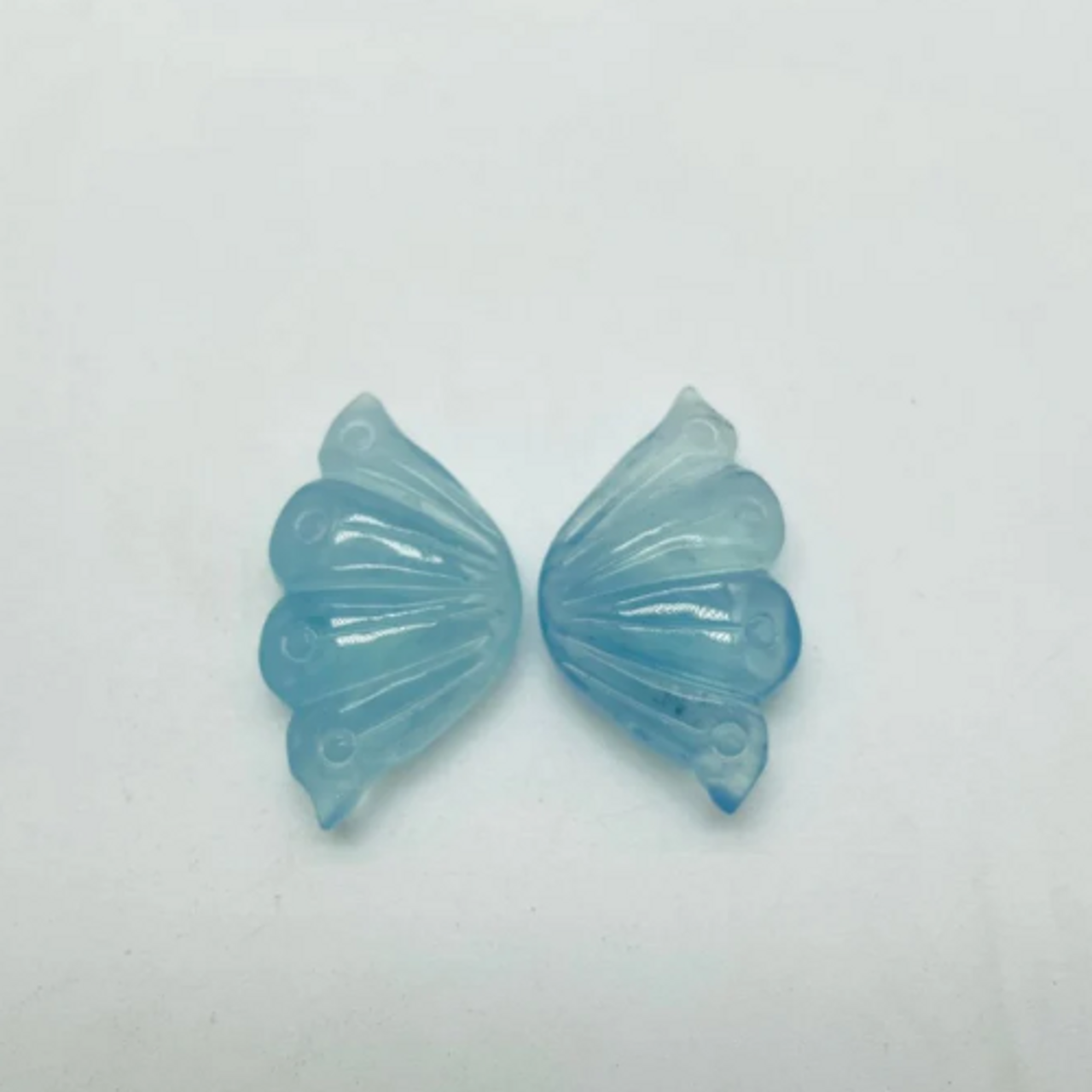 Aquamarine Butterfly Wings Pair High Grade Gemstone Carving 1.4"