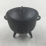 Cauldron Cast Iron Pentacle w/ Lid & Handle 4.25"