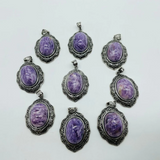 Charoite Pendant w/ Stainless Steel Setting  1.3" x 1"