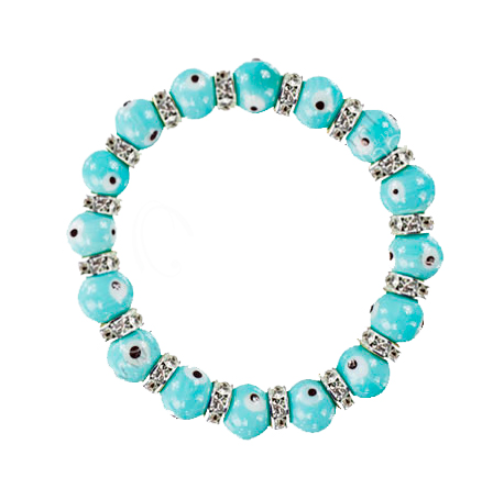 GB Evil Eye Bracelet Aqua Glass 8 mm