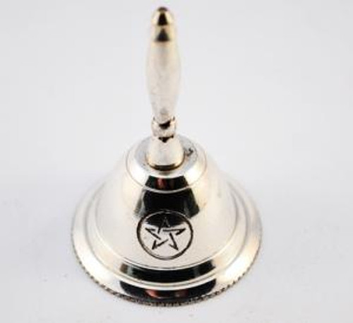 Bell Silver Plated Hand Bell with Pentacle 3"