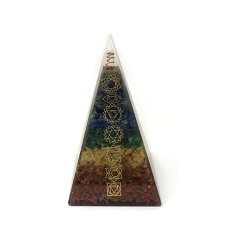 Orgone Pyramid Seven Chakra 8"