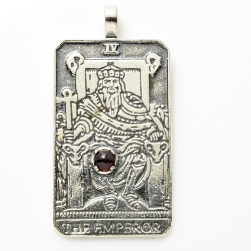 Tarot Emperor SS Pendant Large w/ Gemstone Inset