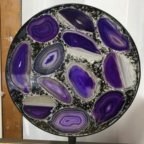 Moon on Metal Base 16.5" w/ Dyed Purple Agate