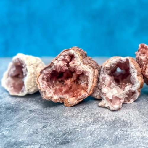 Amethyst Pink AKA Quartz Clear w/ Hematite Cluster Specimen - Choose Size