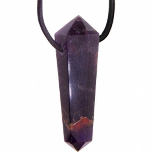 Amethyst DT Point Necklace Black Cord