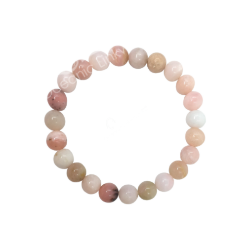 GB Opal Pink 8mm Round Bead Elastic Bracelet