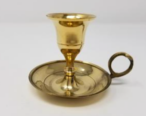 Candle Holder Taper Brass Small 3 " w/ Handle "Chamberstick"