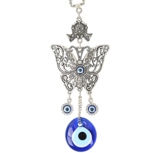 Evil Eye Hanging with Butterfly 7.5"