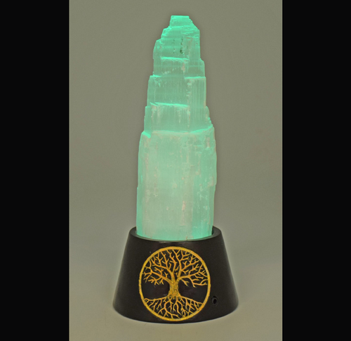 Selenite Tower Tree of Life with Changing Color LED