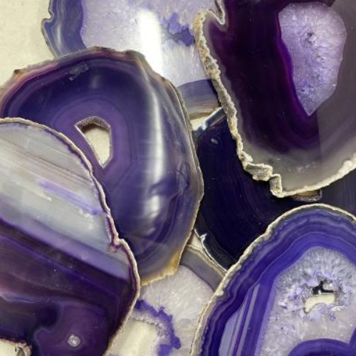 Agate Dyed Slice Purple 4"