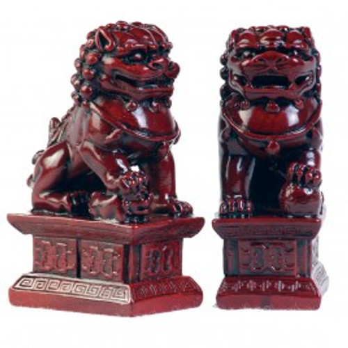 Fu Dogs Red Resin 4"