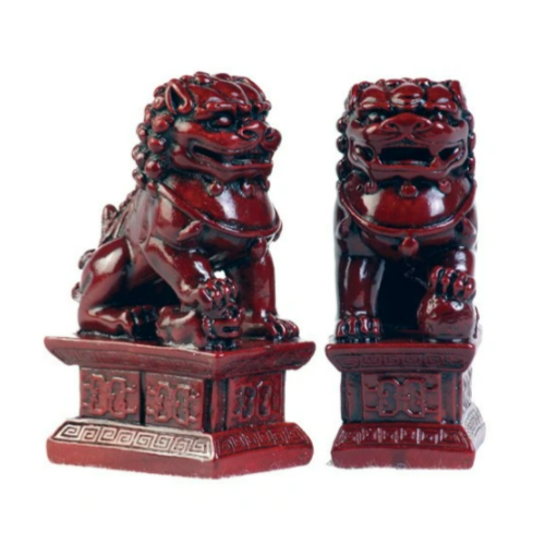 Fu Dogs Red Resin 6"