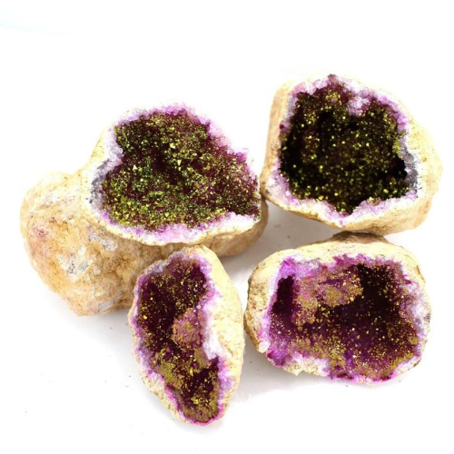 Amethyst Aura Titanium Geode Druzy Dyed  2" - 3"